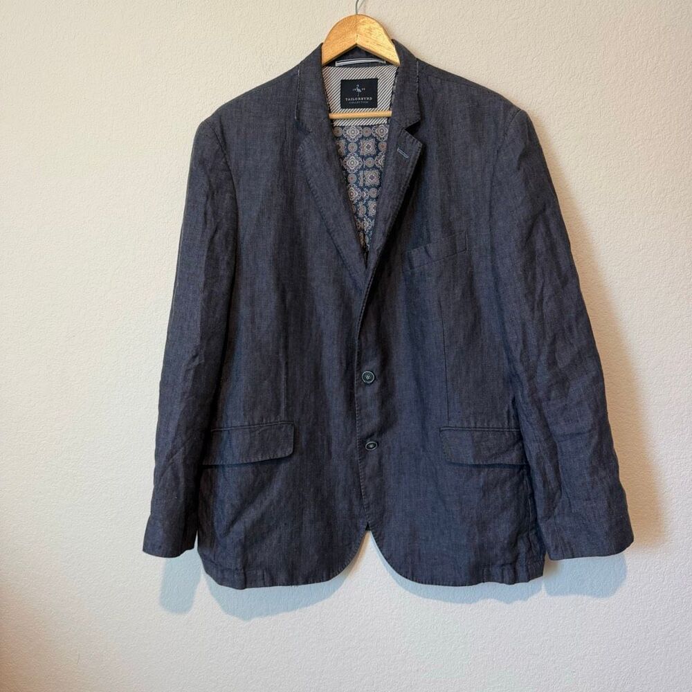 Tailor Byrd Navy Blue 100% Linen 2-Button Blazer Sports Coat Men's Size 36R